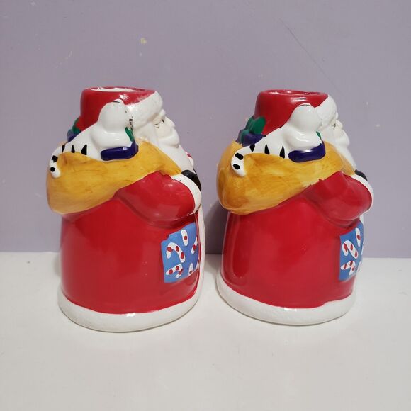 Cookk's Bazaar Vintage Set of Santa Candle Holders  Christmas In Box - Picture 5 of 12
